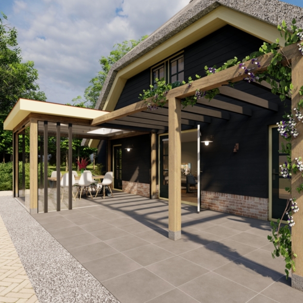 Tuinkamer met pergola 3D-ontwerp